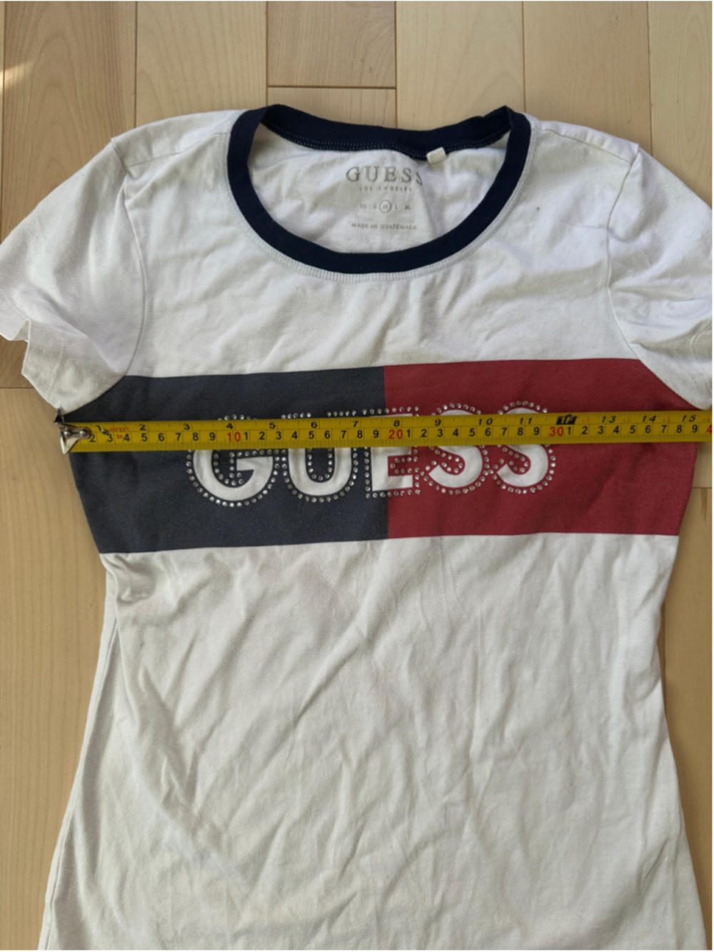 GUESS Y2K Rhinestone Logo Ringer Baby Tee Size M - Picture 6 of 9